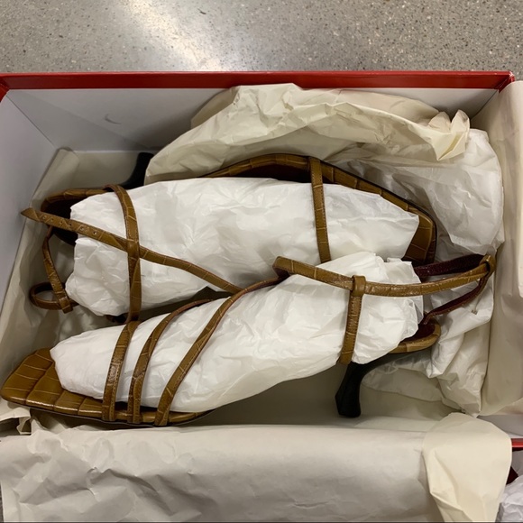 Staud Gita Strappy Sandals Brown Croc Leather Sz 40 NWT - Picture 12 of 15